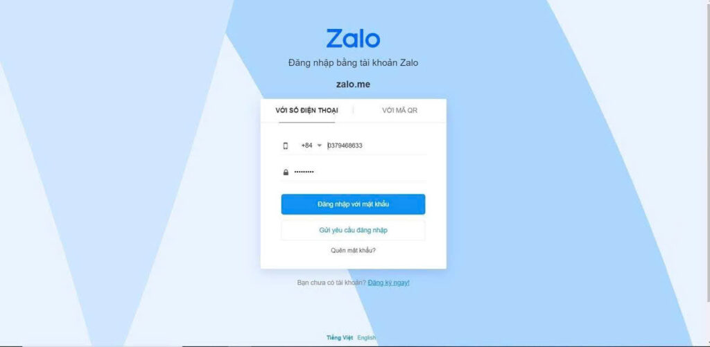 Zalo messaging app used for local communication in Vietnam