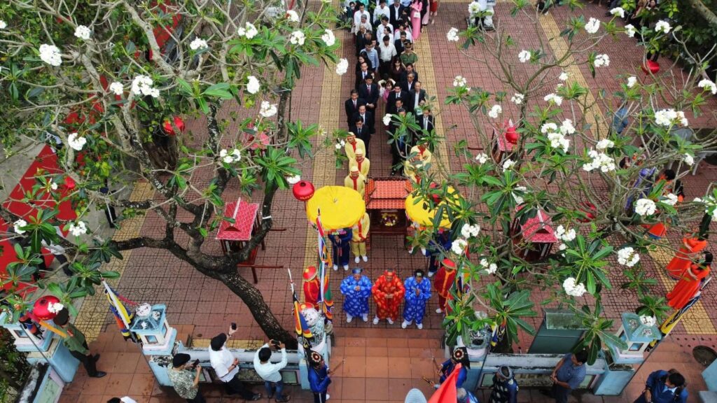 Nuoc Man Temple Procession Seen from Above